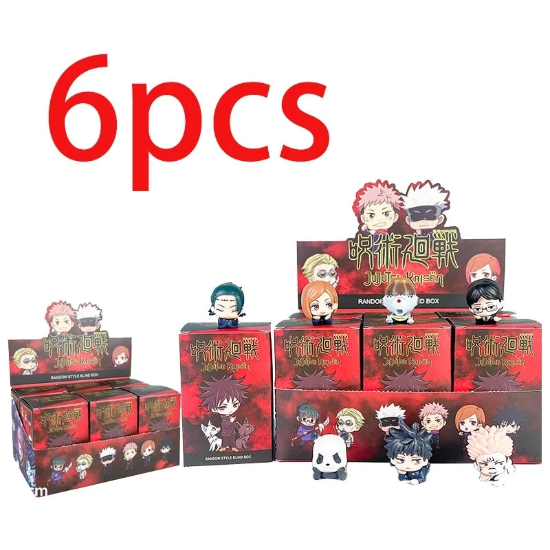 Anime Jujutsu Kaisen Figure Q Version Satoru Gojo Itadori Yuji Fushiguro Megumi Kugisaki Model Car Decora Blind Box Gift Toy